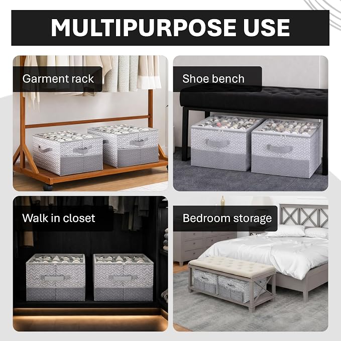 ALCOVA Shoe Organizer for Closet, Shoe Storage Box with Clear Cover, Foldable Shoe Storage Box, Fits up to 12-16 Pairs, Gray