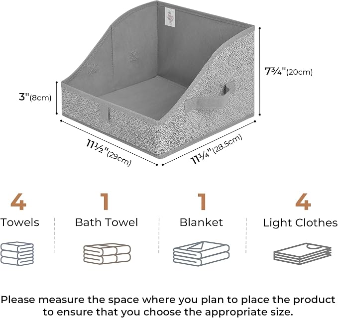 GRANNY SAYS Trapezoid Storage Bin, Closet Shelf Organizers, Fabric Storage Bins with Handles, Closet Shelf Organizers and Storage, Closet Bins for Organizing Clothes Towels, Small, Gray, 3-Pack