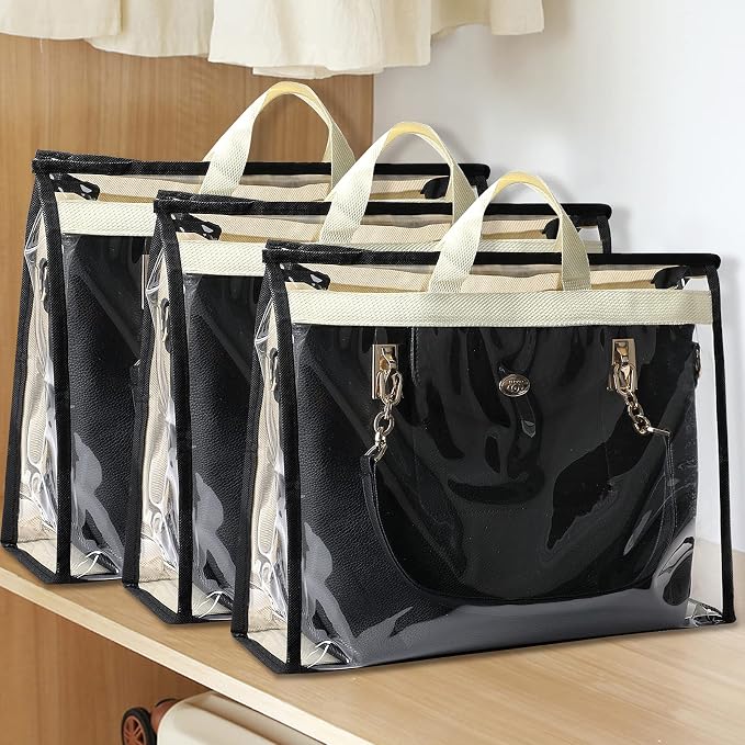 Outgeek 3PCS Purse Storage Bag Organization Purse Dust Bag Organizer Clear Plastic Lightweight Protective Waterproof Handbag Protector