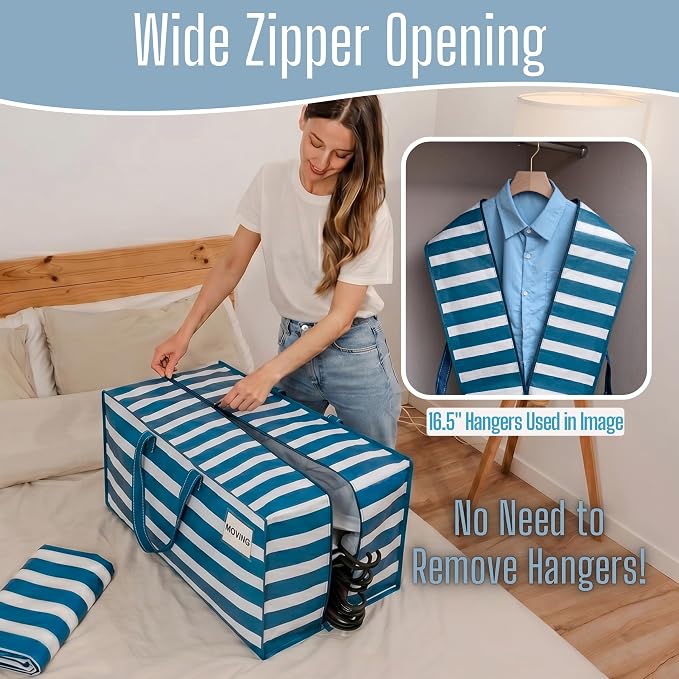 VENO 10 Pack Heavy Duty Moving Bags with Backpack Straps, Zippers & Handles, Extra Large Packing Bags for College Dorm Essentials, Moving Supplies Alternative to Cardboard Moving Boxes