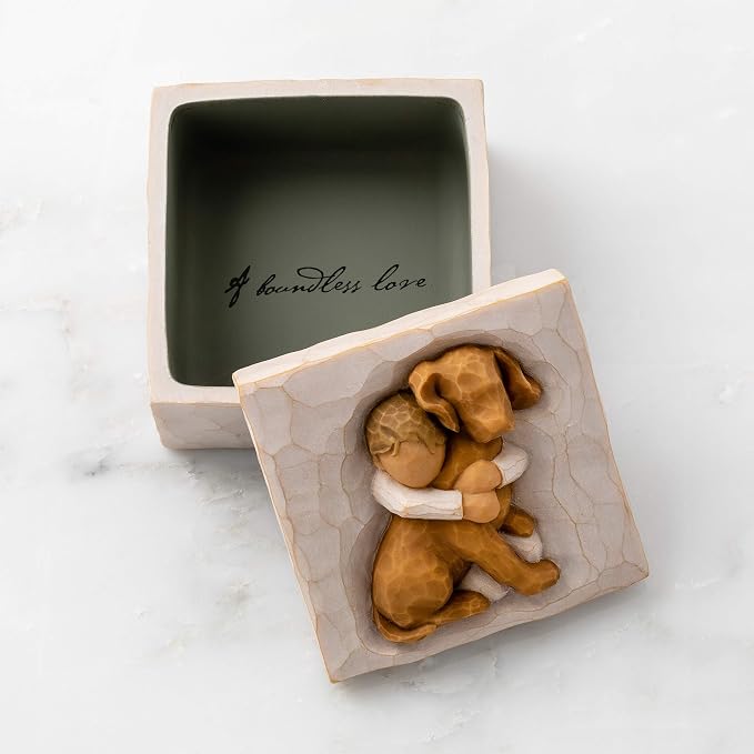 Willow Tree Hug (golden dog), sculpted hand-painted Keepsake Box