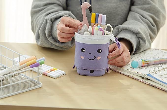 Telescopic Pencil Bag Pen Holder Pop Up Stationery Case, Stand-up Retractable Transformer Bag Standing Organizer, Great for Christmas Holiday New Year Office Bag