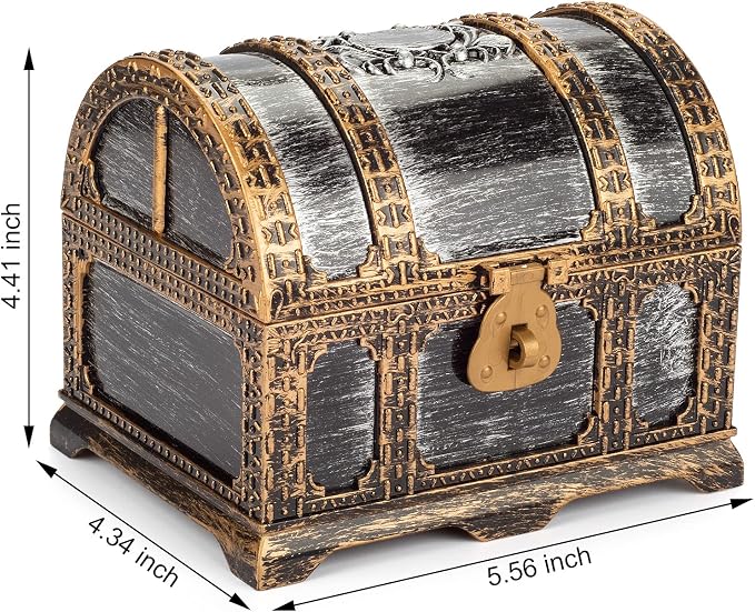 Kids Pirate Treasure Chest Plastic Pirate Vintage Treasure Box, Mini Pirate Chest Toys for Boys