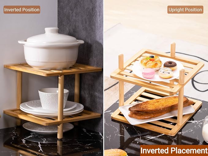 2-Tier Vertical Shoe Rack - Tall Narrow Shoe Rack Organizer for Small Spaces,Bamboo Shoen Shelf for Entryway,Closet,Corner,Doorway,Skinny Shoe Shelf Space Saving Shoe Storage (Natural, 2-Tier)