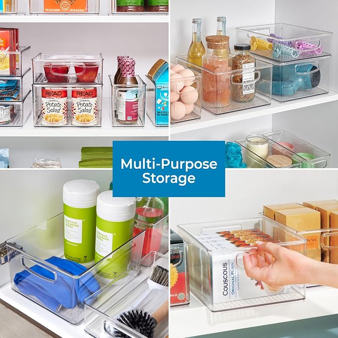 iDesign Stackable Storage Bin with Handles, Clear | Organize Pantry, Fridge, or Freezer, Made in USA