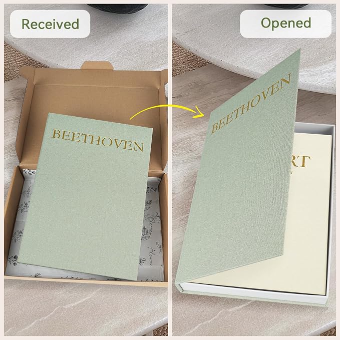 1DOT2 Decorative Books Set of 2, Sage-Beige-Musician | Coffee Table Home Decor, Living Room Decoration, Photo Storage, Keepsake Box