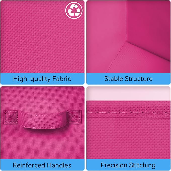 Cupic Cupid 11 Inch Storage Cube, Fabric Cube Storage Bin with Handles, Storage Cube Organizer for Clothes and Toys, Collapsible Cube Bins for Closet, Shelves, Nursery, 6-Pack, Pink Gradient