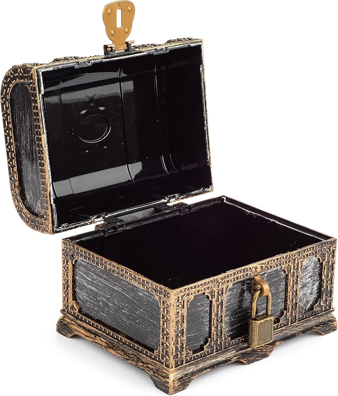 Kids Toys Pirate Treasure Chest,Transparent Vintage Decorative Plastic Box for Kids Birthday Pirate Party Favors