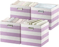 Posprica Storage Bins Storage Cubes,13×13 Collapsible Storage Boxes Containers Organizer Baskets for Nursery,Office,Closet,Shelf - 4pcs,Purple-white Striped