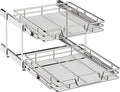 2-Tier Kitchen Cabinet Pull Out Shelf and Drawer Organizer Slide Out Pantry Storaqe Basket in Multiple Sizes (20" Wx 21" D,)
