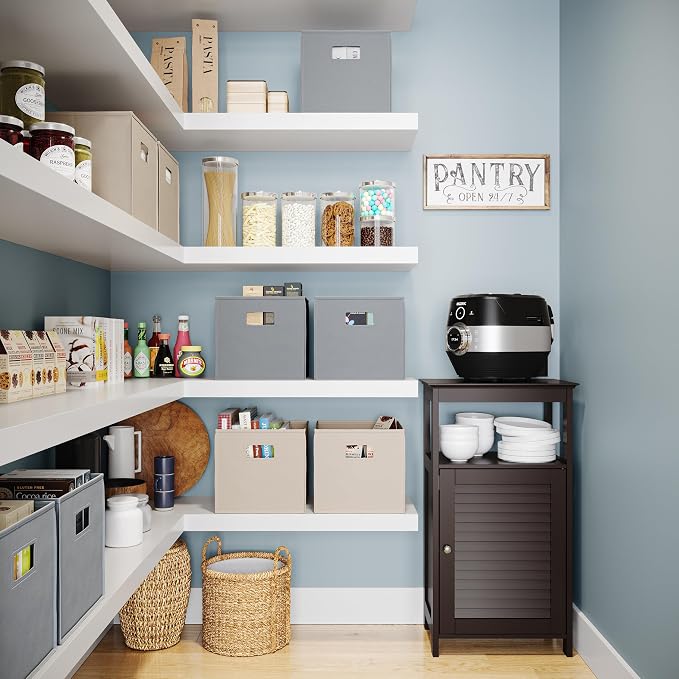 RiverRidge Folding Storage Bins with Handles Taupe Cube Storage Organizer for Closet, Bedroom & Playroom - Closet Organizers and Storage Set of 2