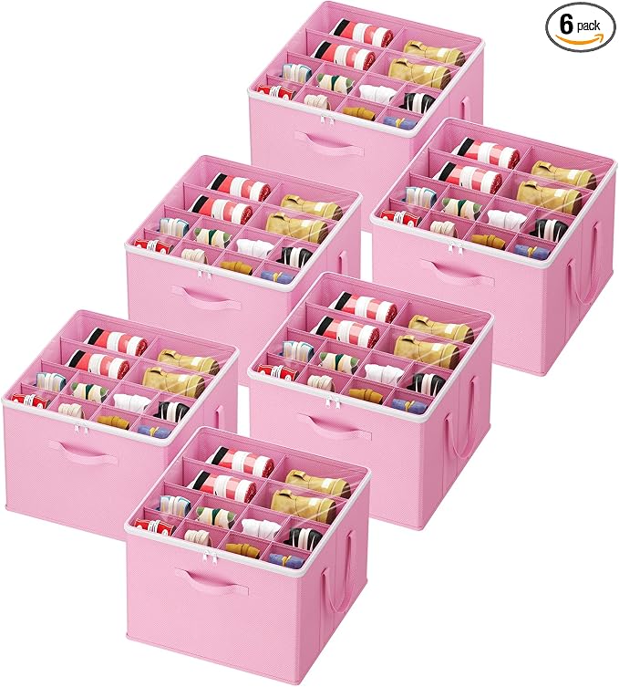 Lifewit 6 Pack Shoe Storage Organizer for Closet, Large Shoe Box Storage Containers with Clear Cover, Foldable Storage Bins Fit for Boots Fits 72-96 Pairs (Each 12-16 Pairs) Pink