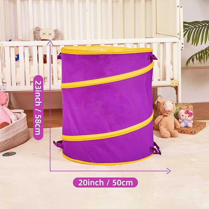 NARMAY Toy Barrel Pop-Up Toy Storage Bin, Large Collapsible Toy Bucket with Handles for Kids, All-in-One Toy Organizer for Boys and Girls - 20 x 23 Inch