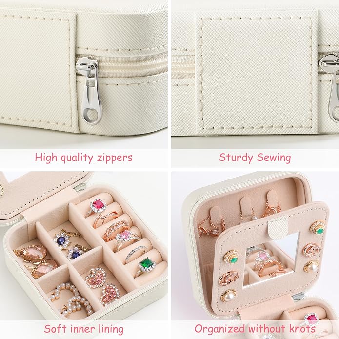 AYGXU Travel Jewelry Box for Women and Girls - Small Case With Initial A-Z - Teacher Gifts