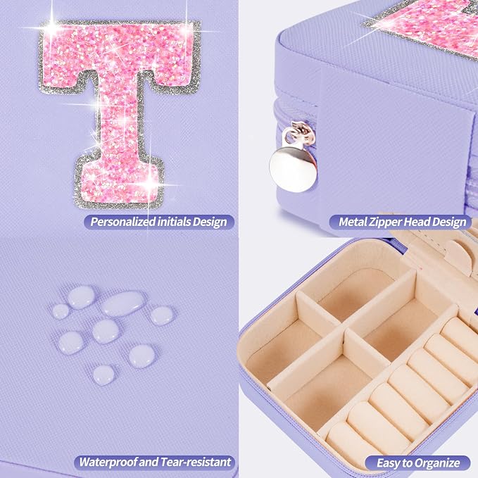 Uygafly Gifts for Teen Girl Trendy Stuff,Birthday Gift for 5 6 7 8 9 10 11 12 13 14 15 Year Old Girls,Cute Travel Jewelry Case Small Box | Lavender,T