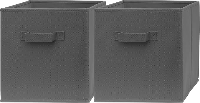 11x11 Cube Storage Bins - 2 Pack - 11 Inch Cube Storage Bin for Bedroom, Living Room, Clothes and Toys; 2 Handles, Foldable Cubby Organizer Bin