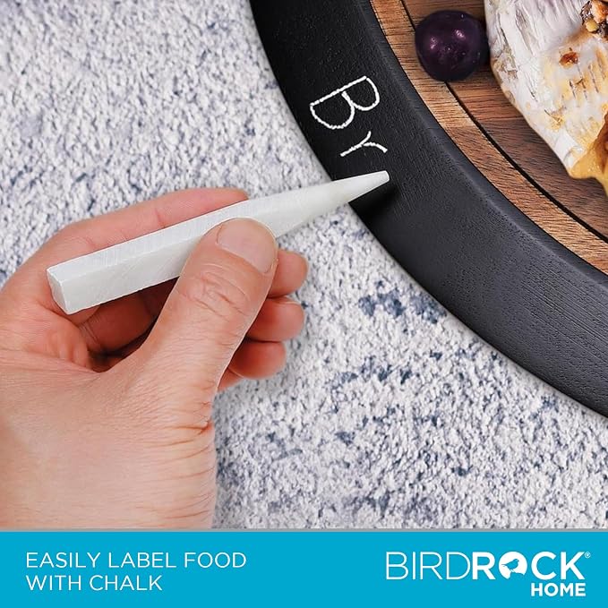 BIRDROCK HOME 18" Chalkboard Lazy Susan | Food Labels | Table Top Turntable | Cabinet or Pantry Organizer | Decorative Spice Rack Medicine Cleaning Spinning Table | Wood - Large