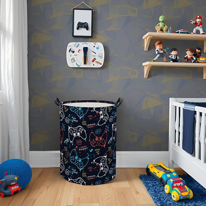 Game Laundry Basket Boys Kids Baby Laundry Hamper Dirty Clothes Organizer Toy Storage Bin Nursery Hamper for Bedroom Room Decor(Game)