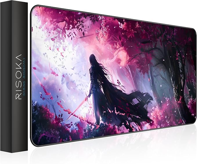XXL Anime Gaming Mouse Pad 35.4 x 15.7 inch - Water-Resistant & Stitched Edges - Large XL Mousepad for Desk - Gamer Accessories Big Full Deskpad Mat Game Mousepads Deskmat