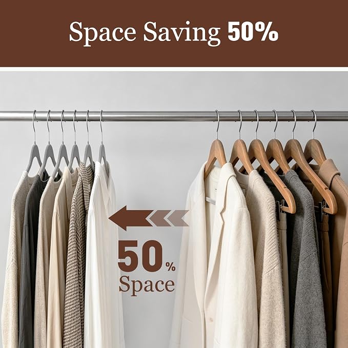 Velvet Hangers 100 Pack, 17.5 Inches Wide Large Size, Heavy Duty Non-Slip Slim Clothes Hangers for Pants, Coats, Skirts, Jeans, Sweaters and More, Nylon-Flocked, Gray