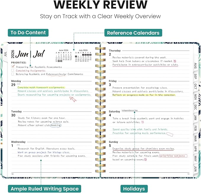 Planner 2026-2027, Hardcover Monthly and Weekly Academic Planner July 2026 - June 2027, Teacher and Student Calendar Agenda Book with Tabs, A4 (8.5" x 11"), Ideal for School and Office, Drifting Whales