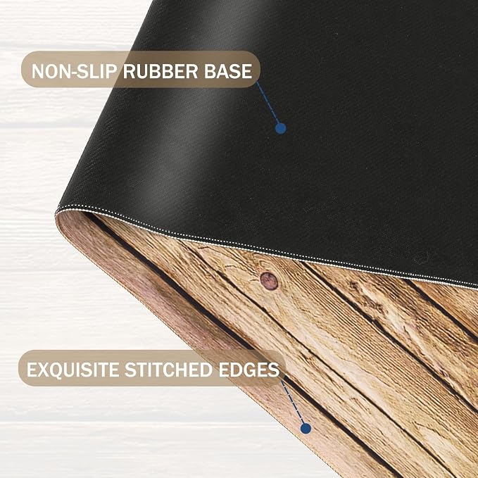 L-SPOUTTO Vintage Wood Desk Mat Gaming Mouse Pad Extended XXL 35.4x15.7in Large Mouse Pad Non-Slip Rubber Base Keyboard Pad Waterproof Desktop Mat for Laptop Computer Work Game Home Office-Wood Art