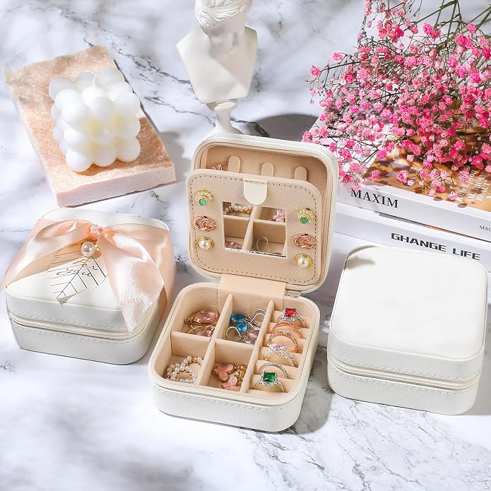 AYGXU Travel Jewelry Box for Women and Girls - Small Case With Initial A-Z - Teacher Gifts