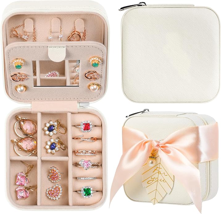 AYGXU Travel Jewelry Box for Women and Girls - Small Case With Initial A-Z - Teacher Gifts