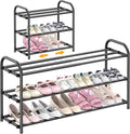 Hleelomi 3-Tier Expandable Shoe Rack for Entryway，Adjustable Metal Shoe Organizer for Closet,Living Room,Dorm,Black