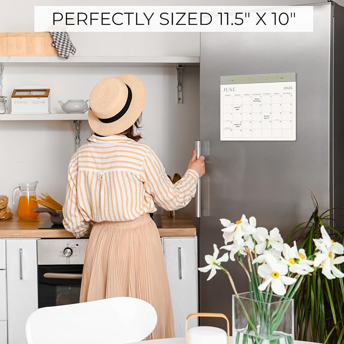 Beautiful 2026-2027 Magnetic Fridge Calendar - Runs From June 2026 Until December 2027 - The Perfect Monthly Refrigerator Paper Calendar for Easy Organizing