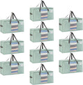 VENO 10 Pack Heavy Duty Moving Bags, Clothes and Comforter Storage Bags with Clear Window, College Dorm Essentials Packing Supplies, Foldable Boxes Alternative (Light Green Matte, 10 Pack)