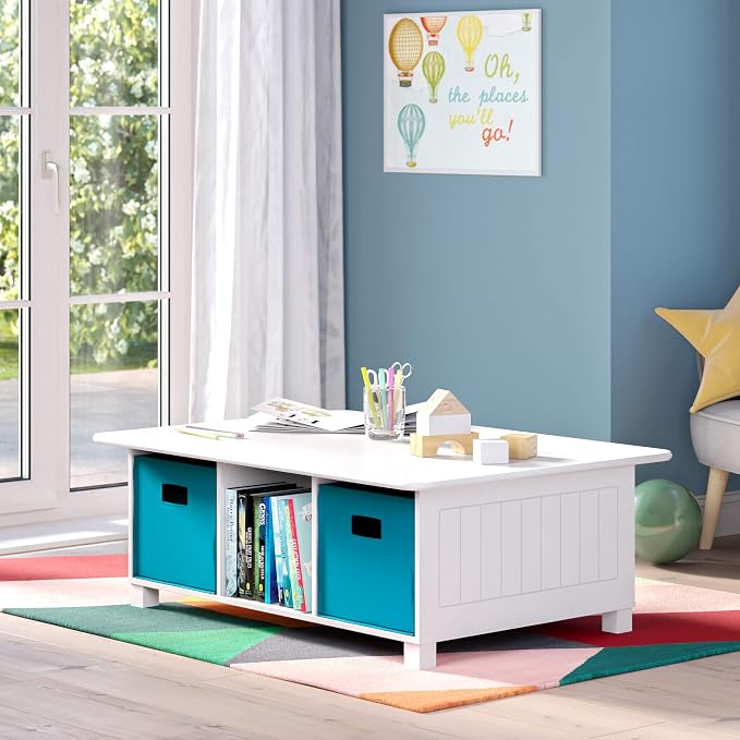 RiverRidge Folding Storage Bins with Handles Turquoise Cube Storage Organizer for Closet, Bedroom & Playroom - Closet Organizers and Storage Set of 2