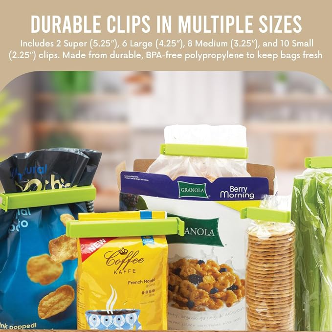 Linden Sweden Twixit Bag Clips - Keep Food Fresh, Stop Spillage - Easily Date Stamp Frozen Bags - Chip Clips for Storage & Organizing - Microwave, Freezer & Dishwasher-Safe - BPA-Free - Set of 26