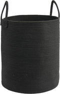 Woven Cotton Rope Laundry basket-15”X20” Laundry Hamper-Rope Storage Basket for Dirty Clothes, Toys and Blankets Perfect for Bathroom, Baby nursery and Living Room Storage (black)