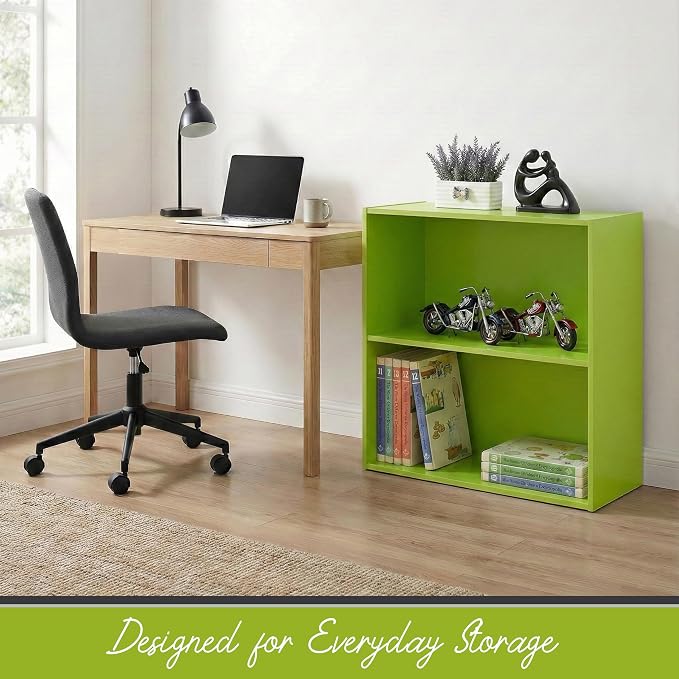 KB Designs - Tony 2-Tier Modern Bookcase with Open Storage Shelves for Kids’ Rooms, Playrooms, or Home Offices – Compact Colorful Bookshelf Organizer