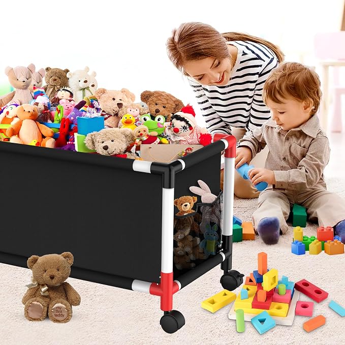 Mabahoo Extra Large Toy Box, Kids Storage Organizers with 360° Wheels, 120L Oxford Toy Chest Boxes for Boys Girls, Home Storage Organizer Toybox for Bedroom Living Nursery, 28.4 x 15.4 x19 Inches