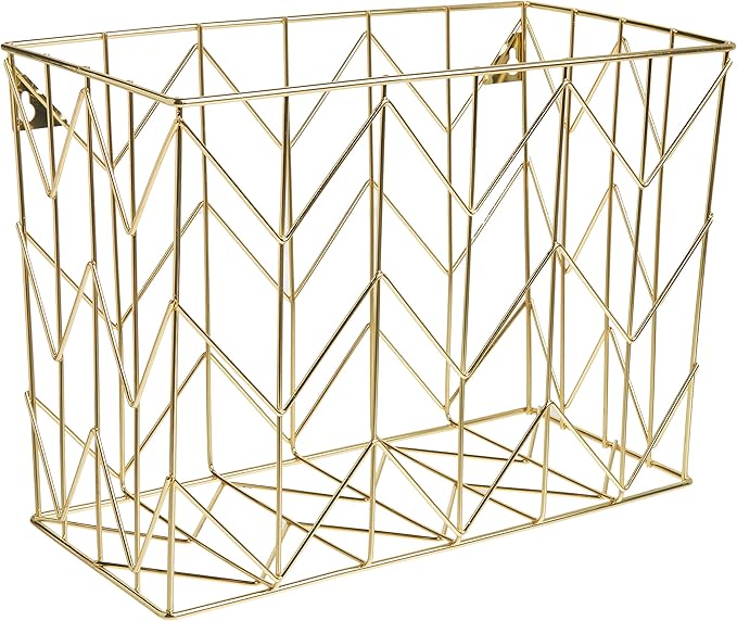 U Brands Hanging File Desk Organizer, Wire Metal, Gold - 894U02-06 (Pack of 6)