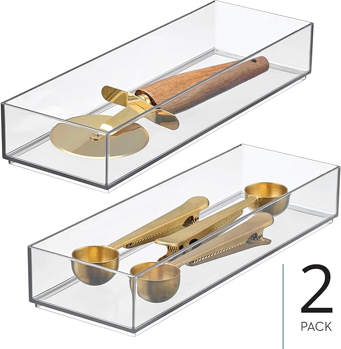 iDesign Drawer Organization, Large, Set of 2 | Kitchen and Bathroom, Silverware, Spatulas, Gadgets