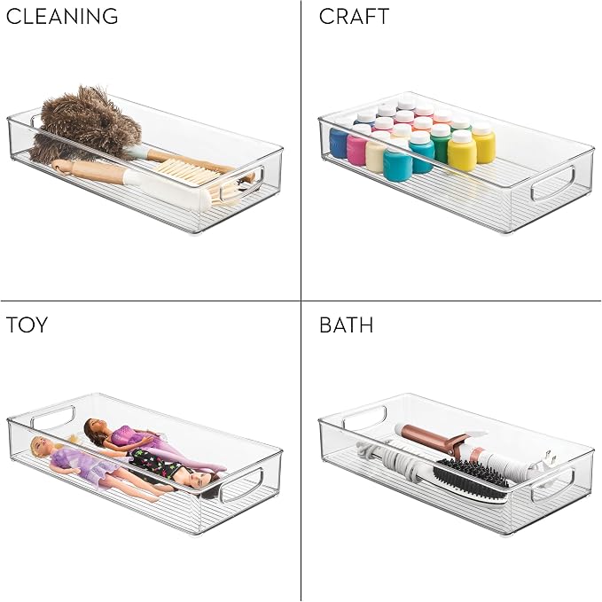 iDesign Stackable Clear Plastic Extra Long Pantry Organizers | Cabinet Storage Bins, For Kitchen