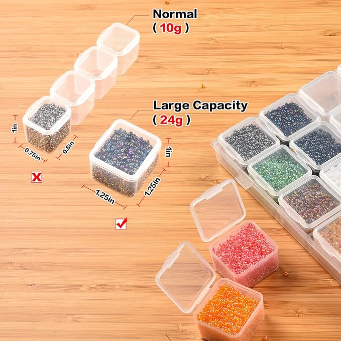 FULLCASE 30-Grid Diamond Painting Storage Box with Clear Containers - Portable Bead Organizer for Diamond Art, Nail Supplies & DIY Crafts (Box Only, No Beads)