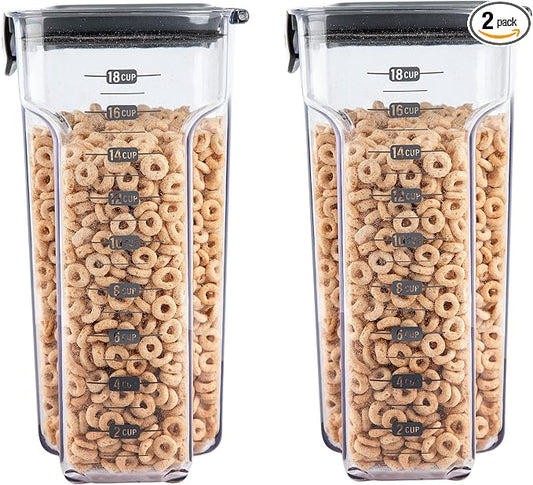 Progressive International ProKeeper+ Clear Plastic Airtight Food Baker's Kitchen Storage Organization Container Canister Set with Magnetic Accessories, 2- Piece Set (Cereal 4.5-Quart)
