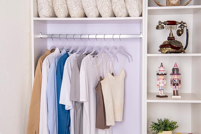 Quality Hangers Clothes Hangers 50 Pack - Non-Velvet Plastic Hangers for Clothes -Heavy Duty Coat Hanger Set -Space-Saving Closet Hangers with Chrome Swivel Hook, Non-Flocked Hangers (50, White)