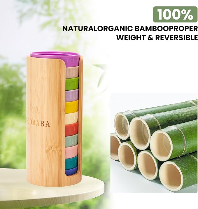 Mason Jar Lid Organizer, Regular Mouth Lid Holder (2pcs) | Mason Jar Lid Storage Made of Bamboo, Stackable Space-Saving Rack, Suitable for Mason/Canning/Bamboo Lids