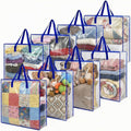 8 Pcs Clear Wreath Storage Bags 26 Inch Garland Container Door Garland Holiday Wreath Storage Holder with Handle and Zipper Heavy Duty Plastic Packing Totes(Blue)