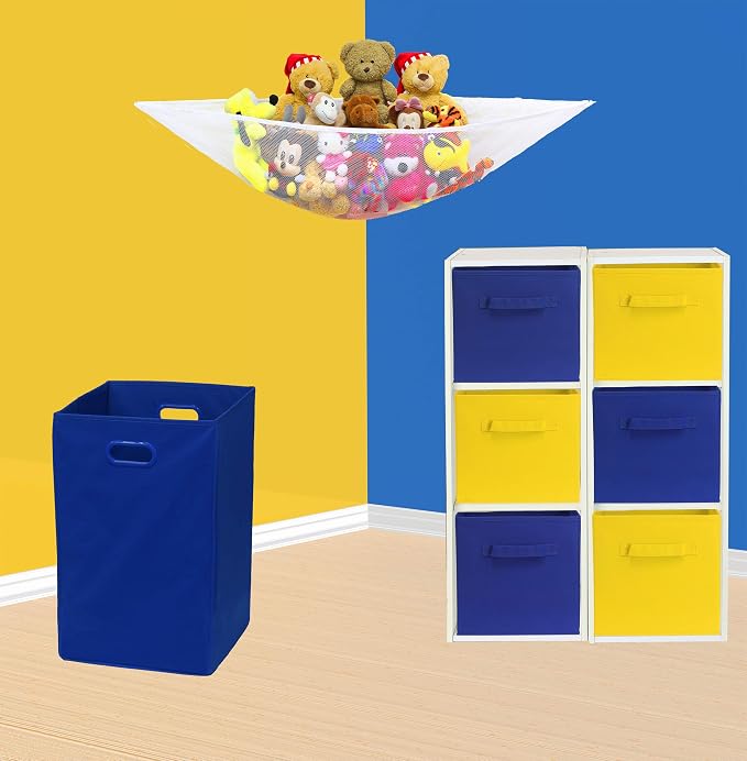 Simple Houseware Foldable Cube Storage Bins, 11-Inch Yellow, 6-Pack Fabric Cubes Organizer for Closet or Shelves