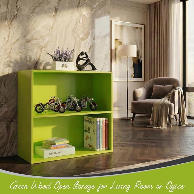 KB Designs - Tony 2-Tier Modern Bookcase with Open Storage Shelves for Kids’ Rooms, Playrooms, or Home Offices – Compact Colorful Bookshelf Organizer