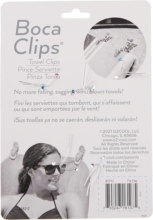 O2COOL BocaClips Beach Towel Clips for Chairs Patio & Pool Flip Flop 2pk | Yes
