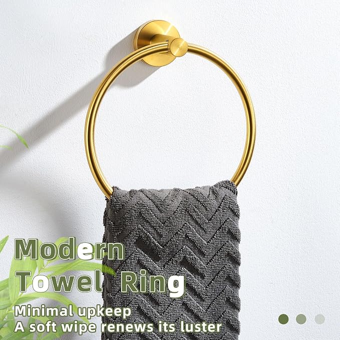 APLusee Towel Ring for Bathroom Wall, Brushed Dark Gold Hand Towel Ring Holder, Heavy Duty SUS 304 Stainless Steel Modern Bathroom Accessories