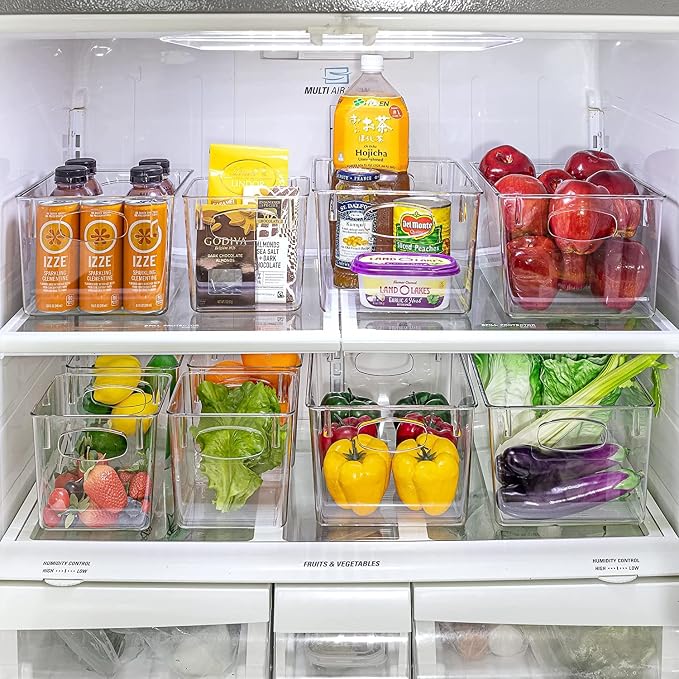 Sorbus Small Clear Plastic Storage Bins for Shelves, Clothes, with Handle - Clear Storage Bins, Drawer, Shelf, Closet, Pantry, Fridge, Freezer Organizer Bins, Closet Organizers and Storage (2 pack)
