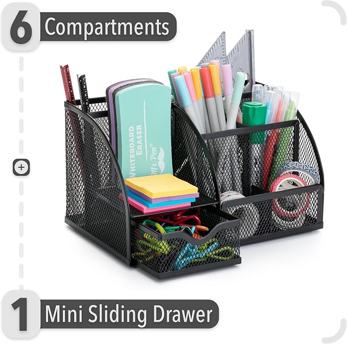 Mr. Pen- Mesh Desk Organizer, Black, Pen Holders Organizers | Desk Pencil Organizer, Pen Holder, Pencil Holder